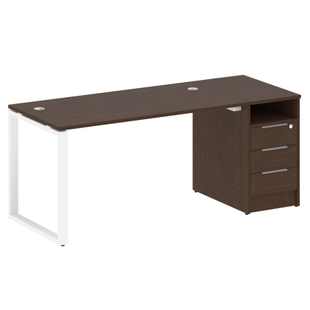 Metal System Рабочая станция с тумбой на О-образном м/к БО.РС-СТП-1.3 Венге Цаво/Металл Белый 1812*720*750 Metal System Рабочая станция с тумбой на О-образном м/к БО.РС-СТП-1.3 Венге Цаво/Металл Белый 1812*720*750