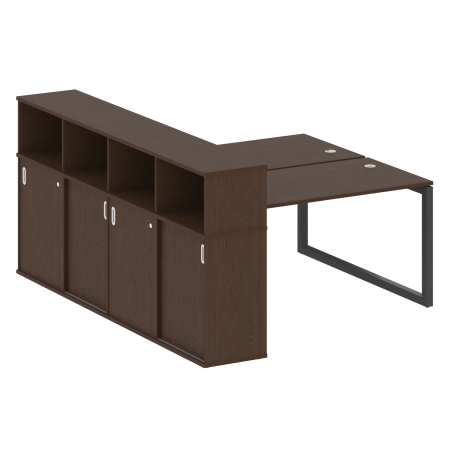 Metal System Quattro Рабочая станция с шкафом-купе на О-образном м/к 50БО.РС-СШК-4.3 Т Венге Цаво/Металл Антрацит 1810*2332*1098