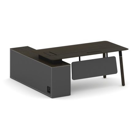 Fresco Стол руководителя FR.SR-18 (R) Дуб Темный/Базальт UM/Металл Черный/Нерж. Сталь 1800*1798*750