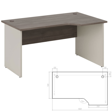 New Line NLN36315631 Стол эргономичный правый 1500x900x750 дуб шамони темный New Line NLN36315631 Стол эргономичный правый 1500x900x750 дуб шамони темный