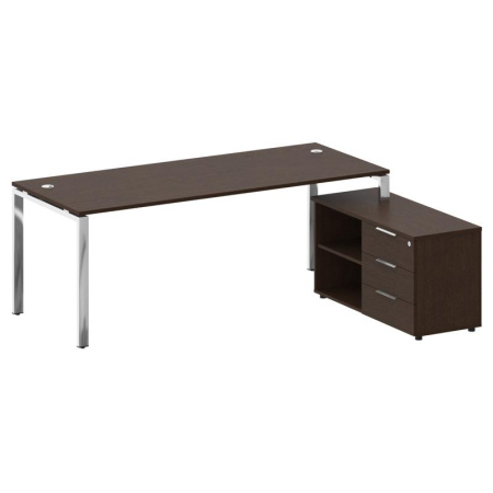 Metal System Direct Стол руковод. с тумбой БГ.СРТ-6.8 (R) Венге Цаво/Нержавеющая Сталь 2100*1620*750 Metal System Direct Стол руковод. с тумбой БГ.СРТ-6.8 (R) Венге Цаво/Нержавеющая Сталь 2100*1620*750