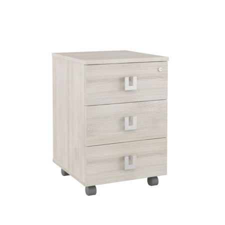 Solid SOL29730302  Тумба подкатная с 3 ящиками 420x450x620 дуб шамони светлый Solid SOL29730302  Тумба подкатная с 3 ящиками 420x450x620 дуб шамони светлый