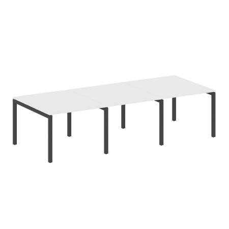 Metal System Quattro Переговорный стол (3 столешницы) на П-оразном м/к 50БП.ПРГ-3.1 Белый/Металл Антрацит 3000*1235*750