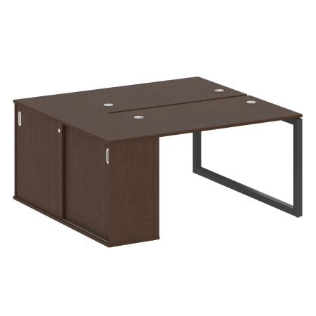 Metal System Quattro Рабочая станция с шкафом-купе на О-образном м/к 50БО.РС-СШК-1.2 Т Венге Цаво/Металл Антрацит 1610*1475*750