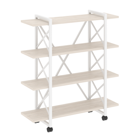 Loft Стеллаж на колесных опорах-4 полки VR.L-MST.K-4.8V Денвер Светлый/Металл Белый 1200*400*1334