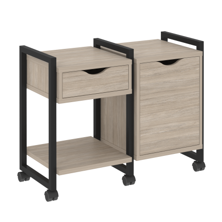 Loft Тумба на колесных опорах VR.L-TN-3.K Дуб Аттик/Металл Черный 970*460*767