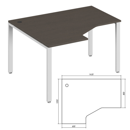 Trend Metal TDM32215414 Эргономичный стол левый 1400x1200x750 тёмный дуб