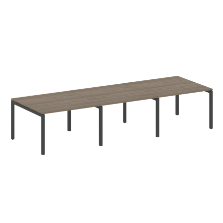 Metal System Quattro Переговорный стол (3 столешницы) на П-оразном м/к 50БП.ПРГ-3.2 Вяз Благородный/Металл Антрацит 3600*1235*750