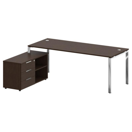 Metal System Direct Стол руковод. с тумбой БГ.СРТ-6.8 (L) Венге Цаво/Нержавеющая Сталь 2100*1620*750 Metal System Direct Стол руковод. с тумбой БГ.СРТ-6.8 (L) Венге Цаво/Нержавеющая Сталь 2100*1620*750