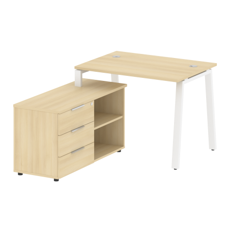 Metal System Рабочая станция с тумбой на А-образном м/к БА.РС-СТС-2.1 (L) Акация Лорка/Металл Белый 1100*1520*750 Metal System Рабочая станция с тумбой на А-образном м/к БА.РС-СТС-2.1 (L) Акация Лорка/Металл Белый 1100*1520*750