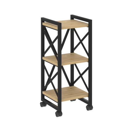 Loft Стеллаж на колесных опорах-3 полки VR.L-MST.K-3.4 Тиквуд Светлый/Металл Черный 400*400*968
