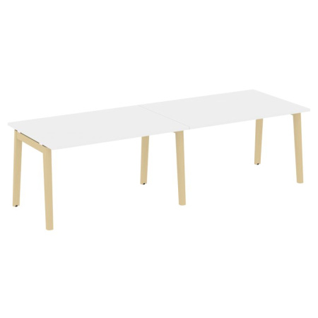 Onix Wood Стол переговорный (2 столешницы) OW.PRG-2.3 Белый Бриллиант/Дуб Светлый/Металл Белый 2760*980*750