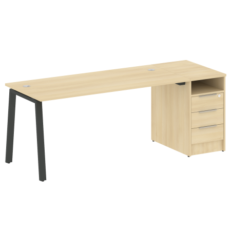 Metal System Рабочая станция с тумбой на А-образном м/к БА.РС-СТП-1.4 Акация Лорка/Металл Антрацит 2012*720*750 Metal System Рабочая станция с тумбой на А-образном м/к БА.РС-СТП-1.4 Акация Лорка/Металл Антрацит 2012*720*750