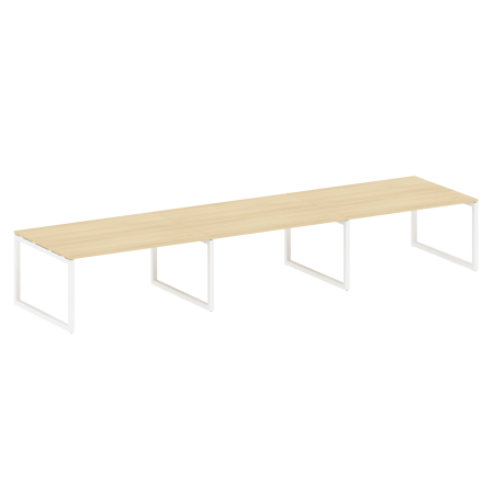 Metal System Quattro Переговорный стол (3 столешницы) на О-оразном м/к 50БО.ПРГ-3.4 Акация Лорка/Металл Белый 4800*1235*750
