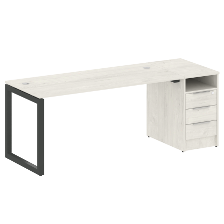 Metal System Quattro Рабочая станция с тумбой на О-образном м/к 50БО.РС-СТП-1.4 Дуб Наварра/Металл Антрацит 2012*720*750 Metal System Quattro Рабочая станция с тумбой на О-образном м/к 50БО.РС-СТП-1.4 Дуб Наварра/Металл Антрацит 2012*720*750