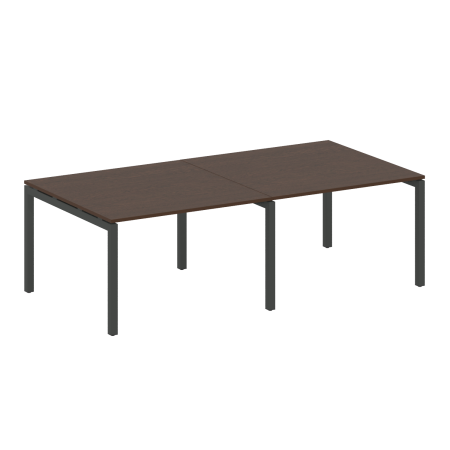 Metal System Quattro Переговорный стол (2 столешницы) на П-образном м/к 50БП.ПРГ-2.2 Венге Цаво/Металл Антрацит 2400*1235*750