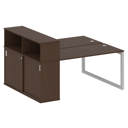 Metal System Quattro Рабочая станция с шкафом-купе на О-образном м/к 50БО.РС-СШК-2.3 Т Венге Цаво/Металл Серый 1810*1475*1098