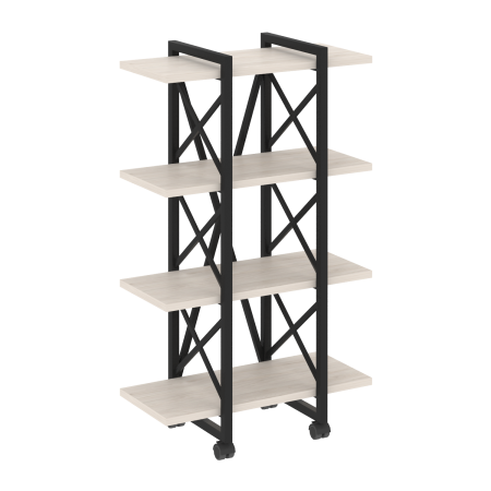 Loft Стеллаж на колесных опорах-4 полки VR.L-MST.K-4.4V Денвер Светлый/Металл Черный 800*400*1334