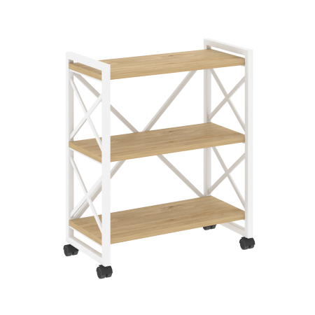Loft Стеллаж на колесных опорах-3 полки VR.L-MST.K-3.8 Тиквуд Светлый/Металл Белый 800*400*968