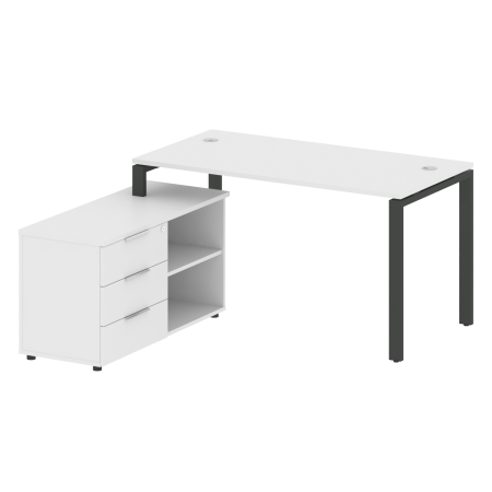 Metal System Рабочая станция с тумбой на П-образном м/к БП.РС-СТС-2.3 (L) Белый/Металл Антрацит 1500*1520*750 Metal System Рабочая станция с тумбой на П-образном м/к БП.РС-СТС-2.3 (L) Белый/Металл Антрацит 1500*1520*750