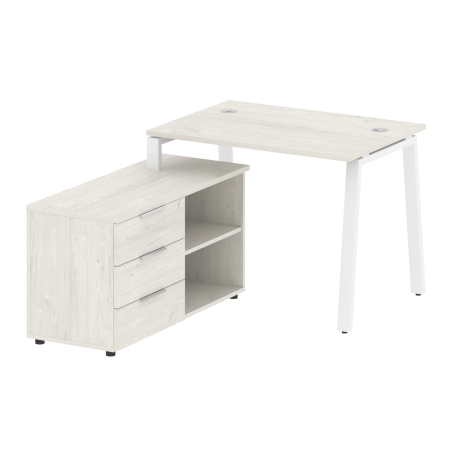 Metal System Рабочая станция с тумбой на А-образном м/к БА.РС-СТС-2.1 (L) Дуб Наварра/Металл Белый 1100*1520*750 Metal System Рабочая станция с тумбой на А-образном м/к БА.РС-СТС-2.1 (L) Дуб Наварра/Металл Белый 1100*1520*750