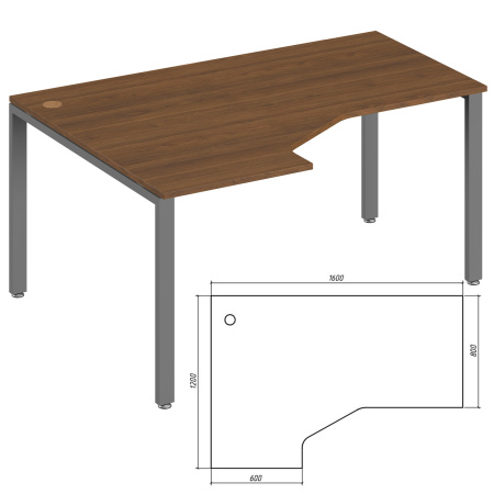Trend Metal TDM32215635 Эргономичный стол левый 1600x1200x750 орех экко