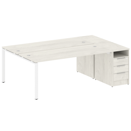Metal System Рабочая станция с тумбой на П-образном м/к БП.РС-СТП-2.5 Дуб Наварра/Металл Белый 2212*1475*750 Metal System Рабочая станция с тумбой на П-образном м/к БП.РС-СТП-2.5 Дуб Наварра/Металл Белый 2212*1475*750