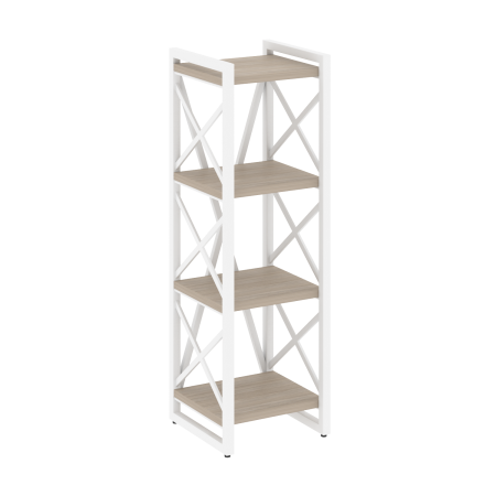 Loft Стеллаж на рег. опорах-4 полки VR.L-MST.O-4.4 Дуб Аттик/Металл Белый 400*400*1280