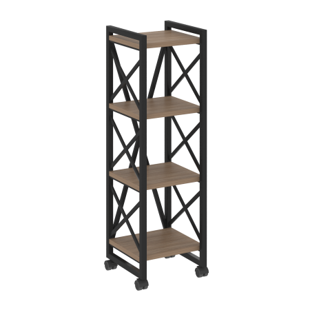 Loft Стеллаж на колесных опорах-4 полки VR.L-MST.K-4.4 Дуб Аризона/Металл Черный 400*400*1334