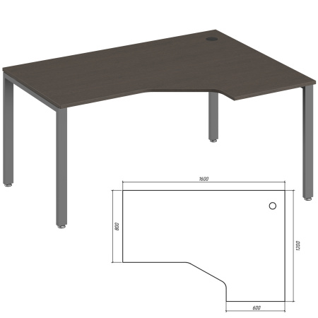 Trend Metal TDM32215515 Эргономичный стол правый 1600x1200x750 тёмный дуб