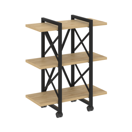 Loft Стеллаж на колесных опорах-3 полки VR.L-MST.K-3.4V Тиквуд Светлый/Металл Черный 800*400*968