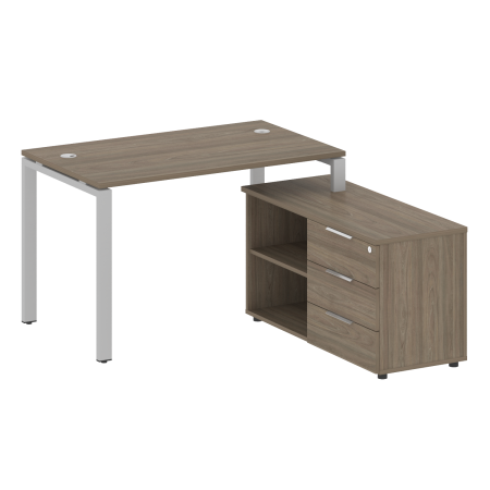 Metal System Рабочая станция с тумбой на П-образном м/к БП.РС-СТС-2.2 (R) Вяз Благородный/Металл Серый 1300*1520*750 Metal System Рабочая станция с тумбой на П-образном м/к БП.РС-СТС-2.2 (R) Вяз Благородный/Металл Серый 1300*1520*750