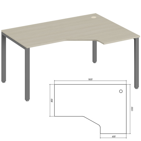 Trend Metal TDM32215585 Эргономичный стол правый 1600x1200x750 дуб феррара