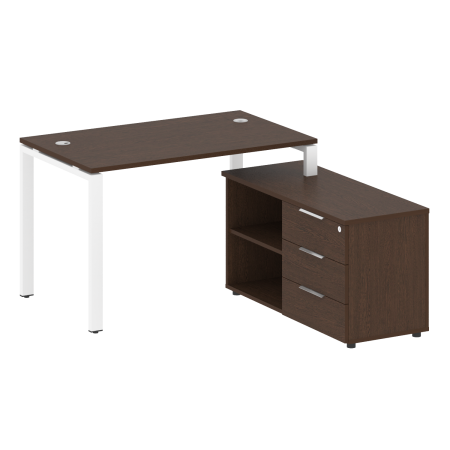 Metal System Рабочая станция с тумбой на П-образном м/к БП.РС-СТС-2.2 (R) Венге Цаво/Металл Белый 1300*1520*750 Metal System Рабочая станция с тумбой на П-образном м/к БП.РС-СТС-2.2 (R) Венге Цаво/Металл Белый 1300*1520*750