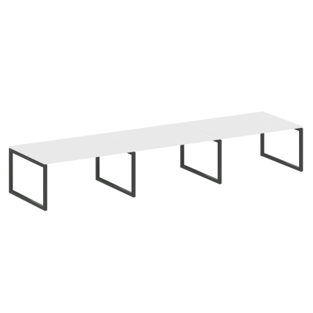 Metal System Quattro Переговорный стол (3 столешницы) на О-оразном м/к 50БО.ПРГ-3.4 Белый/Металл Антрацит 4800*1235*750