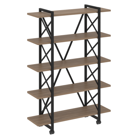 Loft Стеллаж на колесных опорах-5 полок VR.L-MST.K-5.8V Дуб Аризона/Металл Черный 1200*400*1704