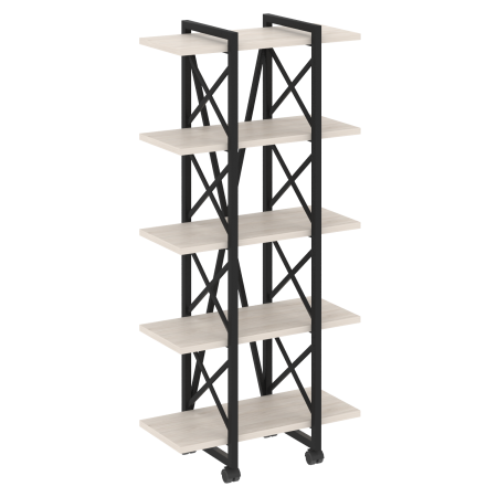 Loft Стеллаж на колесных опорах-5 полок VR.L-MST.K-5.4V Денвер Светлый/Металл Черный 800*400*1704