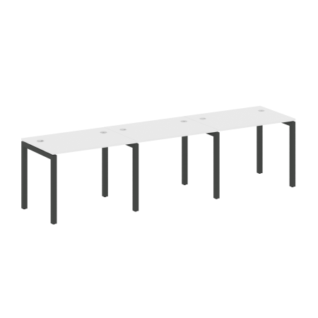 Metal System Quattro Рабочая станция на 3 места на П-образном м/к 50БП.СМ-3.1 Белый/Металл Антрацит 3000*720*750