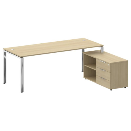 Metal System Direct Стол руковод. с тумбой БГ.СРТ-6.8 (R) Акация Лорка/Нержавеющая Сталь 2100*1620*750 Metal System Direct Стол руковод. с тумбой БГ.СРТ-6.8 (R) Акация Лорка/Нержавеющая Сталь 2100*1620*750