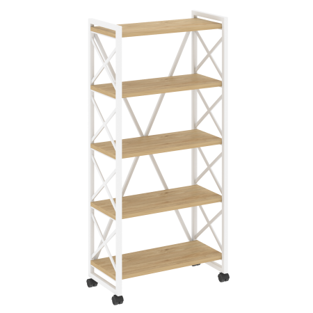 Loft Стеллаж на колесных опорах-5 полок VR.L-MST.K-5.8 Тиквуд Светлый/Металл Белый 800*400*1704