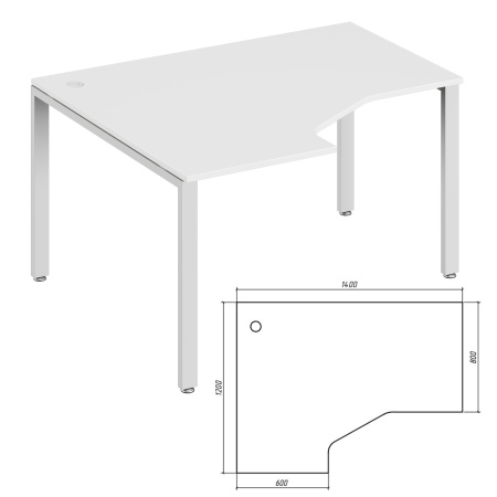 Trend Metal TDM32215444 Эргономичный стол левый 1400x1200x750 белый