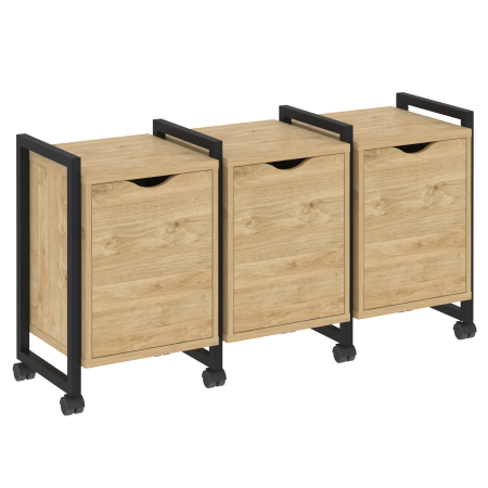 Loft Тумба на колесных опорах VR.L-TN-5.K Тиквуд Светлый/Металл Черный 1440*460*767