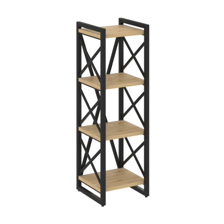 Loft Стеллаж на рег. опорах-4 полки VR.L-MST.O-4.4 Тиквуд Светлый/Металл Черный 400*400*1280