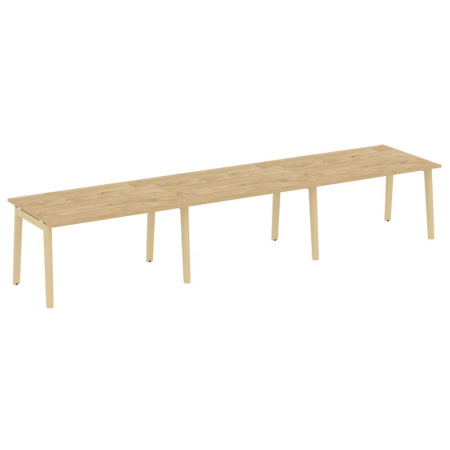 Onix Wood Стол переговорный (3 столешницы) OW.PRG-3.3 Тиквуд Светлый/Дуб Светлый/Металл Белый 4140*980*750