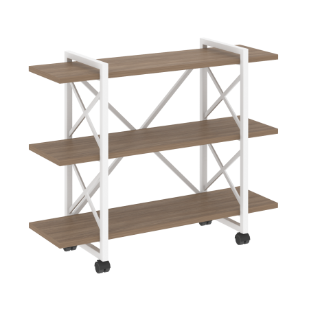 Loft Стеллаж на колесных опорах-3 полки VR.L-MST.K-3.8V Дуб Аризона/Металл Белый 1200*400*968