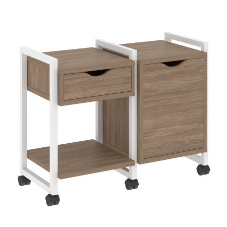 Loft Тумба на колесных опорах VR.L-TN-3.K Дуб Аризона/Металл Белый 970*460*767