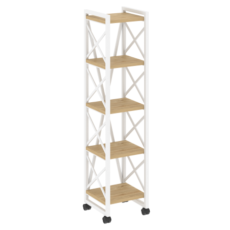 Loft Стеллаж на колесных опорах-5 полок VR.L-MST.K-5.4 Тиквуд Светлый/Металл Белый 400*400*1704 Loft Стеллаж на колесных опорах-5 полок VR.L-MST.K-5.4 Тиквуд Светлый/Металл Белый 400*400*1704