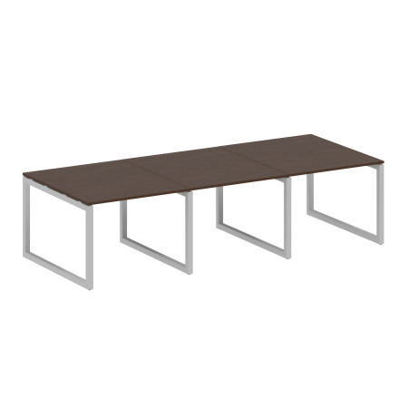 Metal System Quattro Переговорный стол (3 столешницы) на О-оразном м/к 50БО.ПРГ-3.1 Венге Цаво/Металл Серый 3000*1235*750