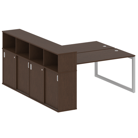 Metal System Quattro Рабочая станция с шкафом-купе на О-образном м/к 50БО.РС-СШК-4.4 Т Венге Цаво/Металл Серый 2010*2332*1098