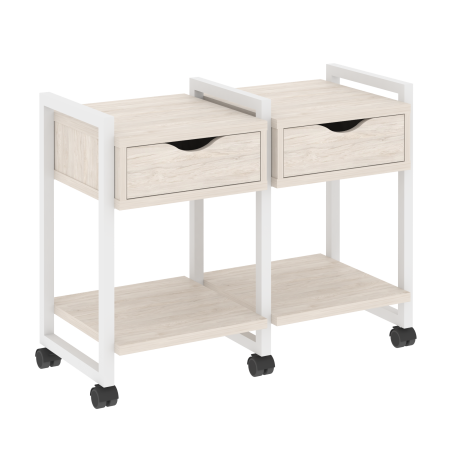 Loft Тумба на колесных опорах VR.L-TN-1.K Денвер Светлый/Металл Белый 970*460*767